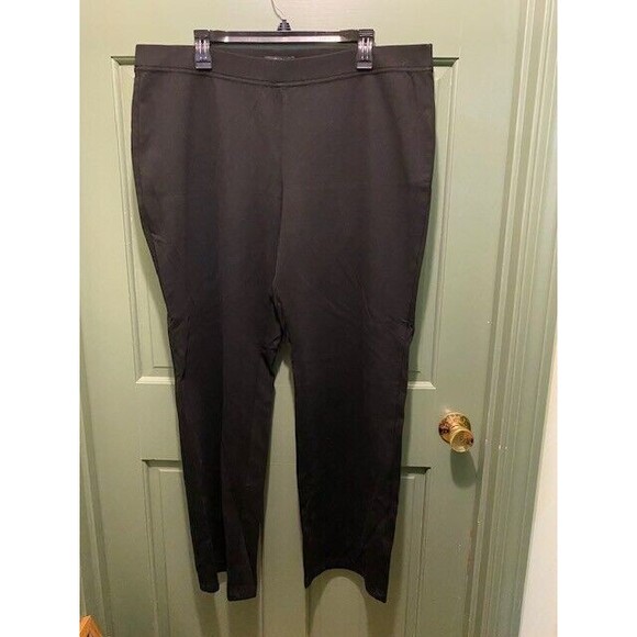 Eileen Fisher Womens Sz XL Black Stretch Straight Leg Pull On Pants Minimalistic - Picture 1 of 11